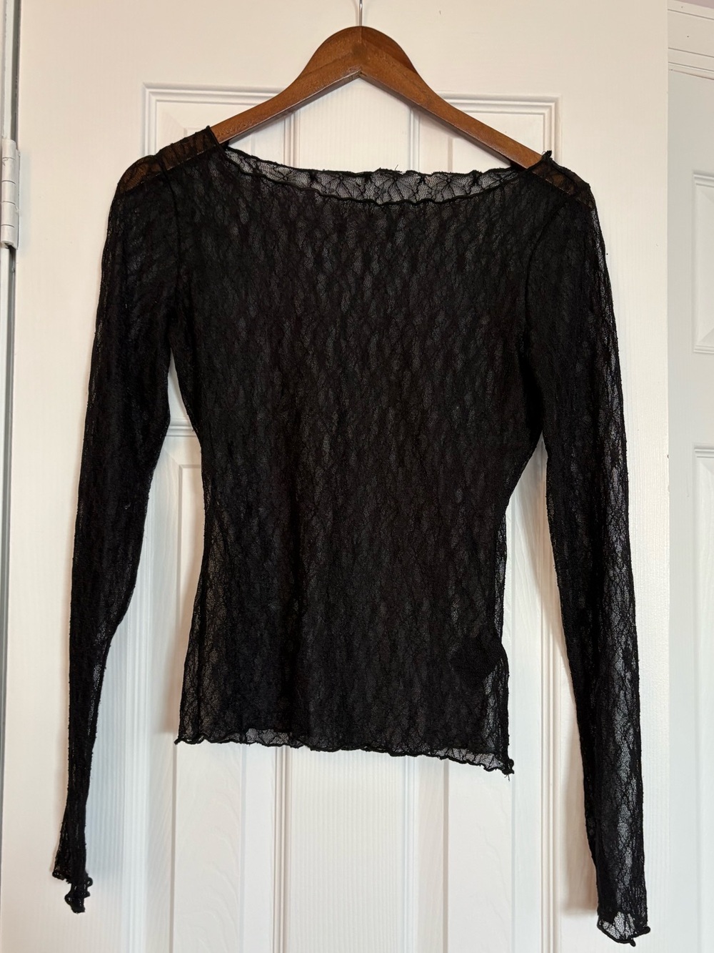 Urban Outfitters Sheer Black Lace Long-Sleeve Top